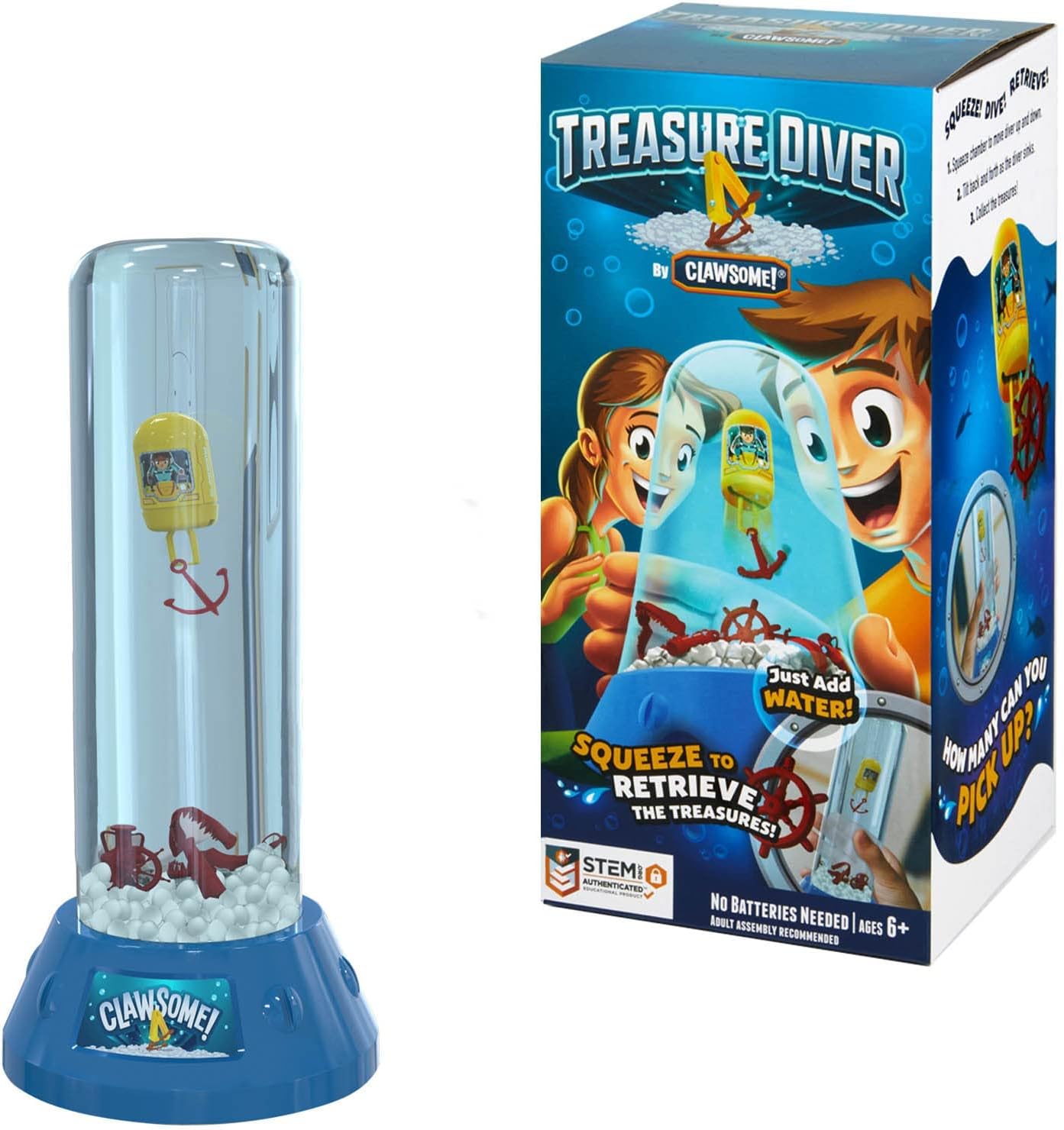 CLAWSOME! Treasure Diver Handheld Water Game | Retro Mini Sea Diving STEM Toys for Adults, Girls & Boys Ages 6-12
