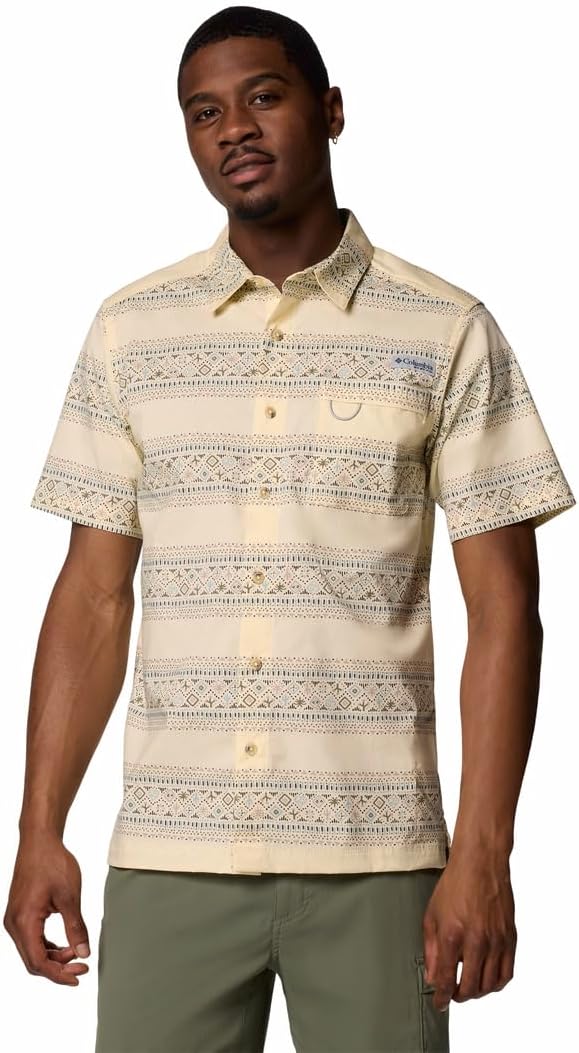 Columbia Mens Wild Cast Camp Shirt Medium Lemon Wash Traveler
