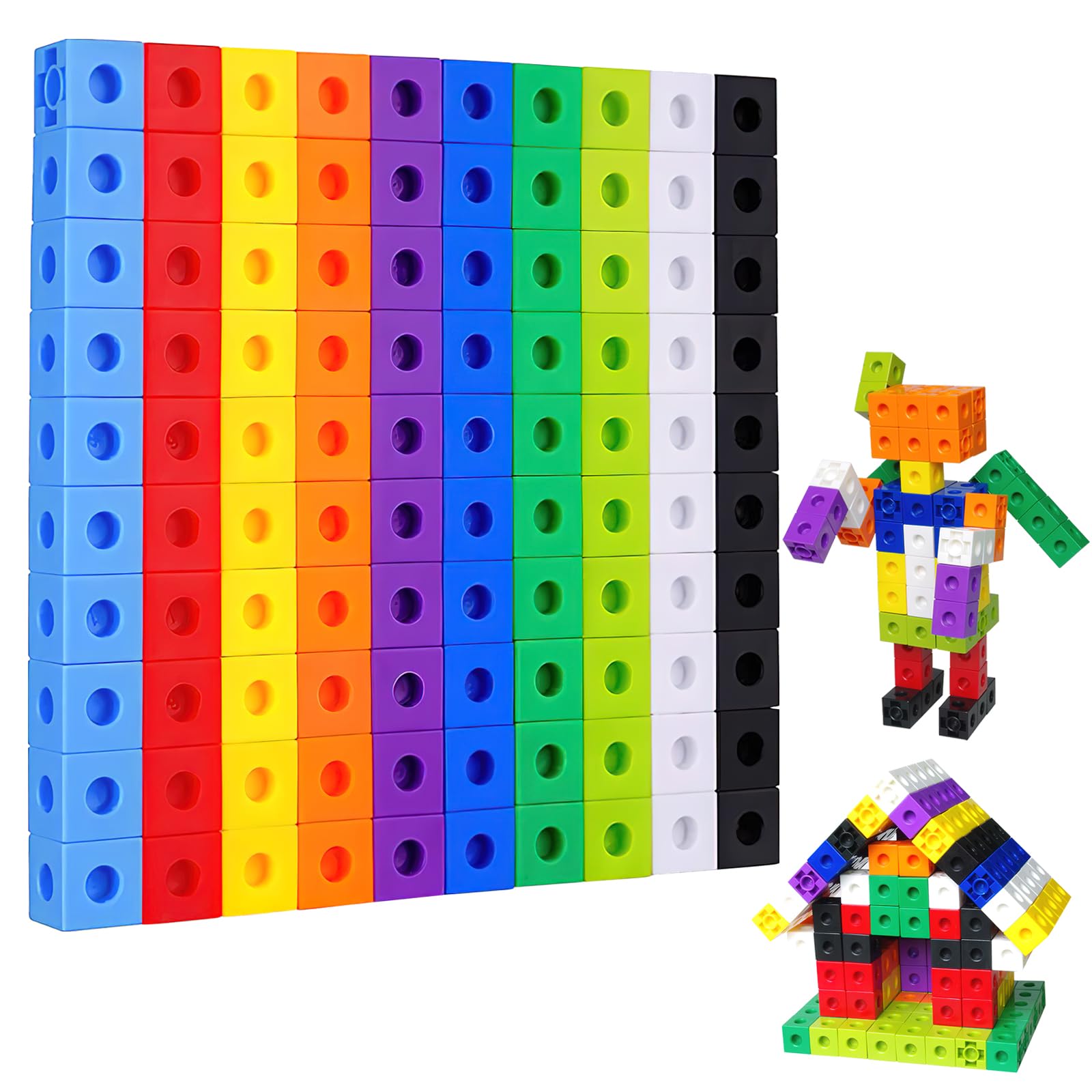 Counting Blocks Maths for Children 100 PCS Counting Cubes With 10 Colours Maths Cubes Building Blocks Maths Counters for Kids Connecting Toys Linking Cubes for School & Home Early Maths Learning