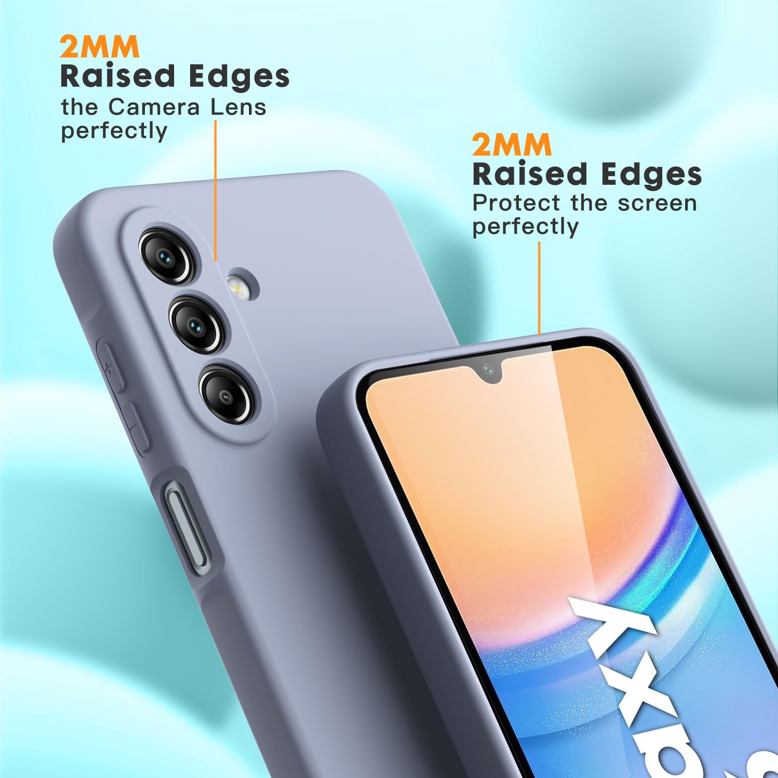 Vansdon Cover Compatibile con Samsung Galaxy A26 5G, Gomma Gel di Silicone Liquida Antiurto Custodia - Grigio Lavanda - Vista 3