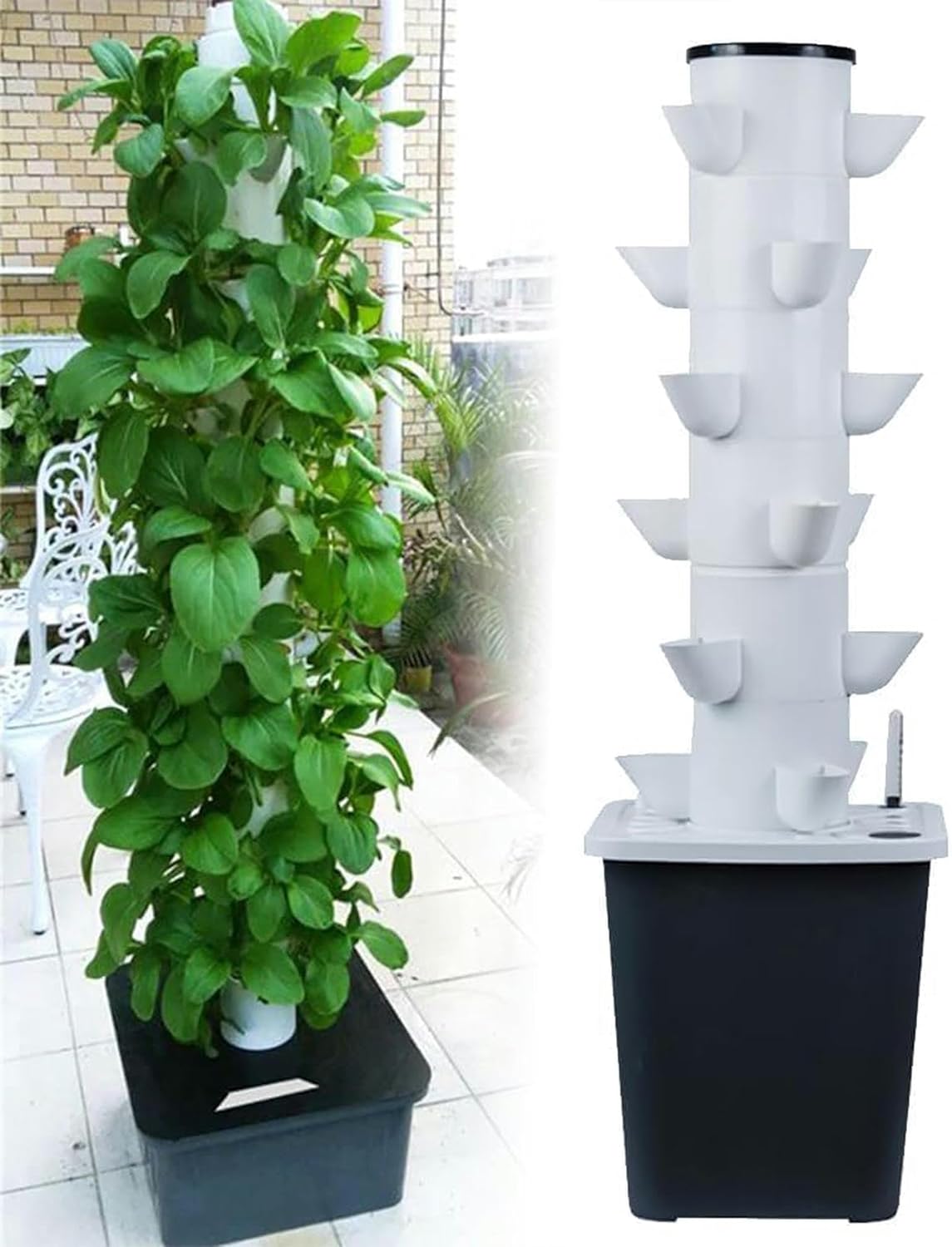 Hydroponics Tower, System of Garden Hydroponic Culture, A Plain Cultivation Kit for Herb, Fruits and Vegetables with Moisturizing Pump, Adapter, Network Packages, Fruit Timer