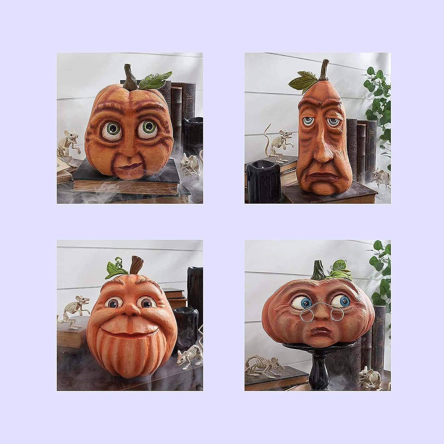 Expressive Pumpkin Family Pumpkin Lantern Ornaments, 6 Pieces