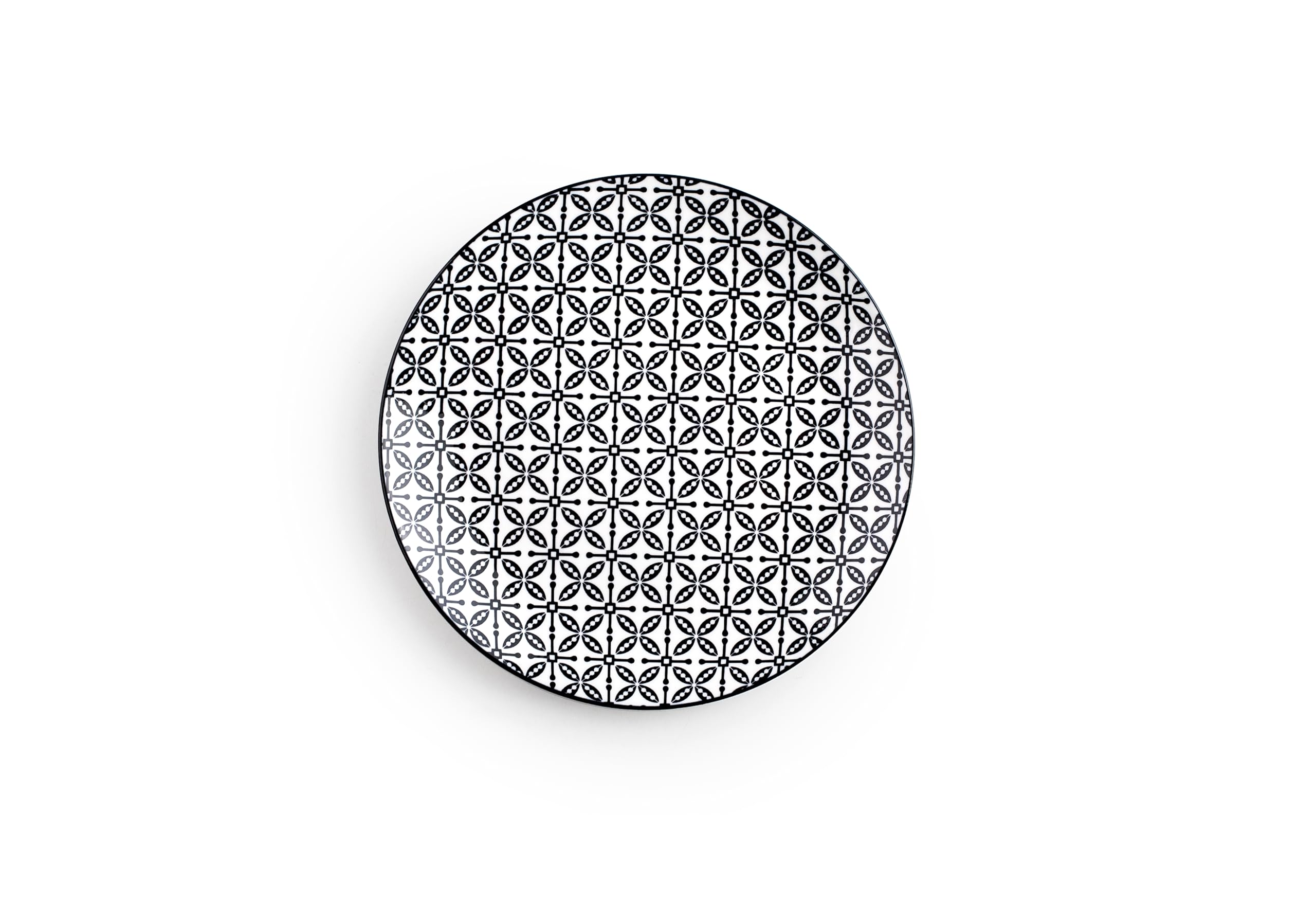 IBILI - Service de table 12 pièces Bavaria, assiettes en porcelaine pour 4 personnes, Noir/Blanc