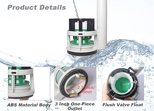 Miniatura 3 de Válvula de descarga de inodoro para orificio de descarga de 3 pulgadas, kit de repuesto de inodoro de una pieza, válvula de tanque de inodoro apta