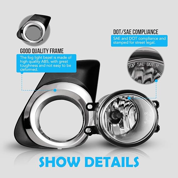 Fog Lights For Toyota Corolla 2011-2013 Fog Light Assembly | 2PCS OEM Replacement Fog Lamps