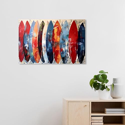 Miniatura 5 de Wynwood Studio Sports and Teams - Lienzo decorativo contemporáneo envuelto, escaparate de tablas de surf, arte de pared para sala de estar,