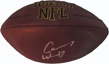 Carson Wentz Autographed Wilson NFL Football W/PROOF, Picture of Carson Signing For Us, Philadelphia Eagles, North Dakota State, 2016 NFL Draft, Top Prospect