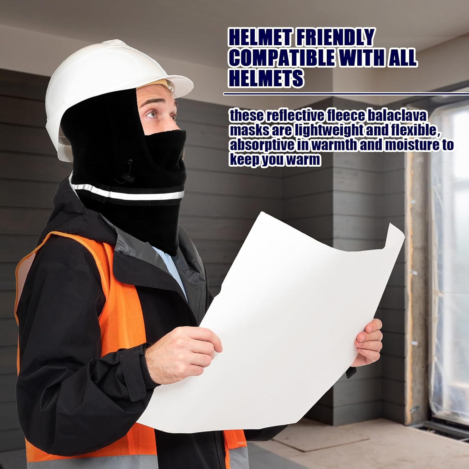Suhine 12 Pcs Winter Reflective Balaclava Mask Thermal Full Face Neck Cover Hat Adjustable High Visibility Outdoor
