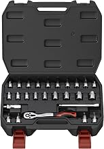 BUILDSKILL 1/4 inch socket set | 26 piece - heavy duty CR-V material | 4" extension bar | bits | quick release reversible ...