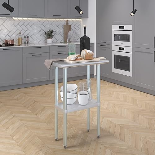 Vista 480 de AmGood Mesa de trabajo de acero inoxidable de 18 pulgadas x 36 pulgadas Mesa de preparación de alimentos de cocina de metal NSF