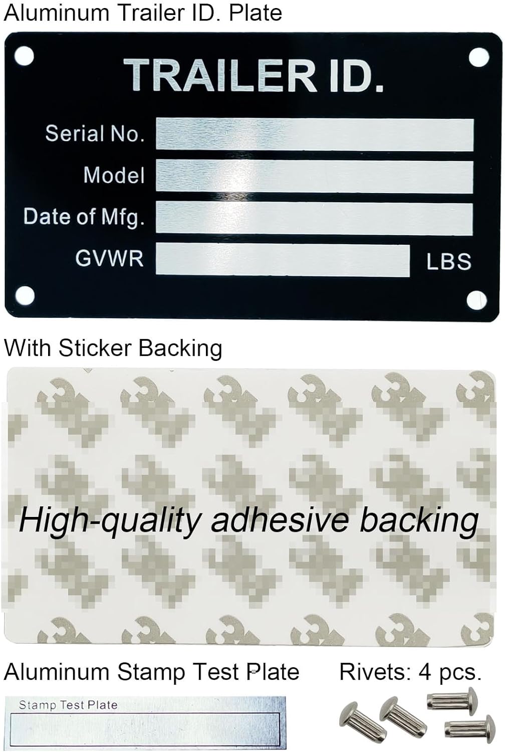 Blank Aluminum ID Plates, Metal Identification Plate, Serial Number Tag, Equipment Data Plate, Chassis and ID Label, Compliance Asset Tag, Industrial Nameplate, DIY Replacement ID Plate