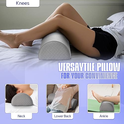 Miniatura 7 de Almohada de rodilla para dormir de espalda, almohada de apoyo debajo de las piernas para dormir de espalda, almohada de media luna para la parte