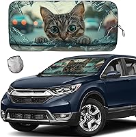 Vista 13 de [2025 Actualización] Parasol para parabrisas con palmera tropical y puesta de sol en la playa, para automóvil, SUV, camión, mantiene el vehículo