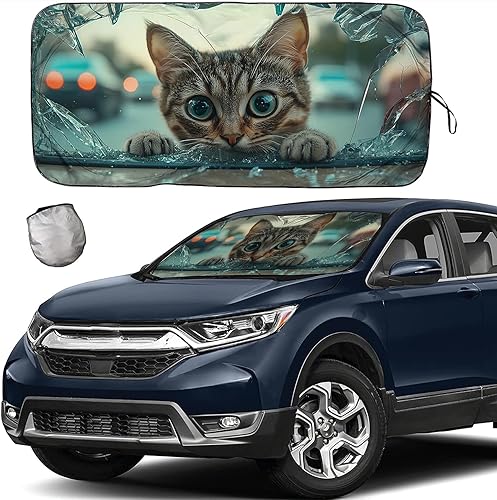 Miniatura 13 de [2025 Actualización] Parasol para parabrisas con palmera tropical y puesta de sol en la playa, para automóvil, SUV, camión, mantiene el vehículo