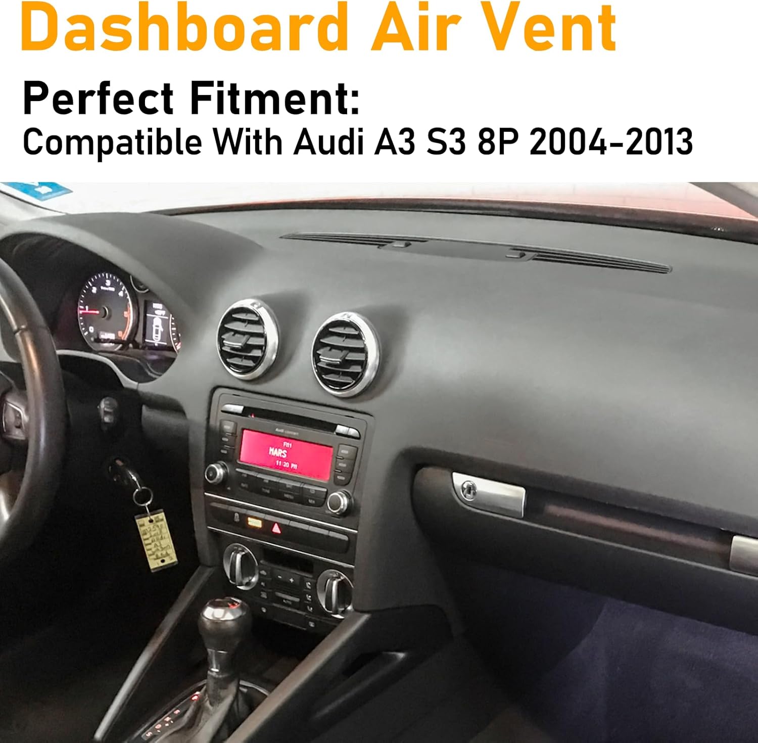 Compatible with Audi A3 S3 2006-2012 Dashboard Air Vent,AC Heater Air Vent Heating Grille Diffuser Center Panel Replace for 8P0820901C(Chrome & Black),1 PCS