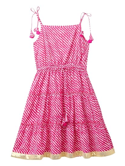 Cub McPaws Girls Leheriya Dress| Kids Ethnic Wear | 100% Cotton | 4-12 Years