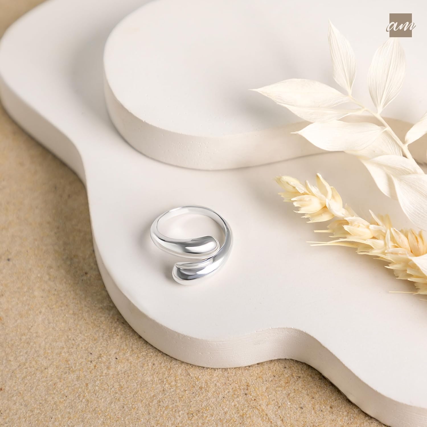 Amberta Women 925 Sterling Silver Teardrop Ring – Silver Statement Ring - Image 3