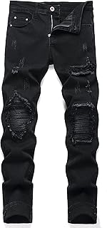 Men's Patch Ripped Stretch Regular Fit Jean