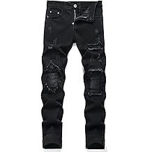 Men's Patch Ripped Stretch Regular Fit Jean