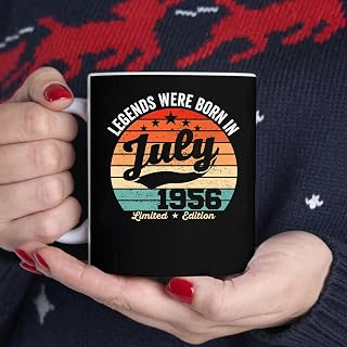 Vintage 66th Birthday Legends were Born in July 1956 BlackMug, Tea Mug, Tea Cup, Coffee Cup