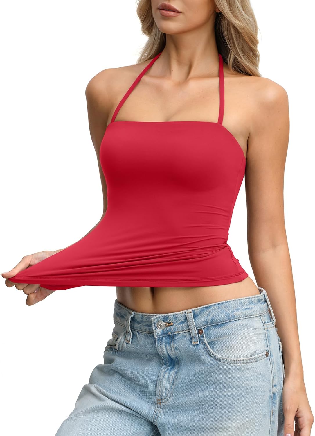 Womens Padded Halter Tank Top Double Lined Backless Tops Y2k Going Out Slim Fit Shirts Sexy Summer Outfits 2026 - Image 2