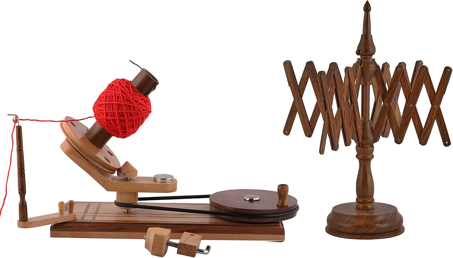 Brainmart Hand Operated Wooden Yarn Ball Winder and Yarn
