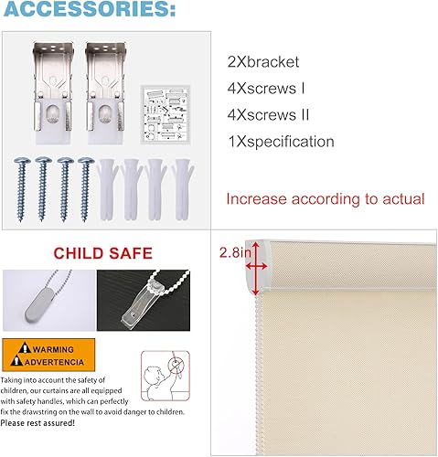 Miniatura 6 de MYshade Persianas enrollables personalizadas, filtrado de luz, persianas enrollables de malla con cable, bloqueo de sol, protección de privacidad,