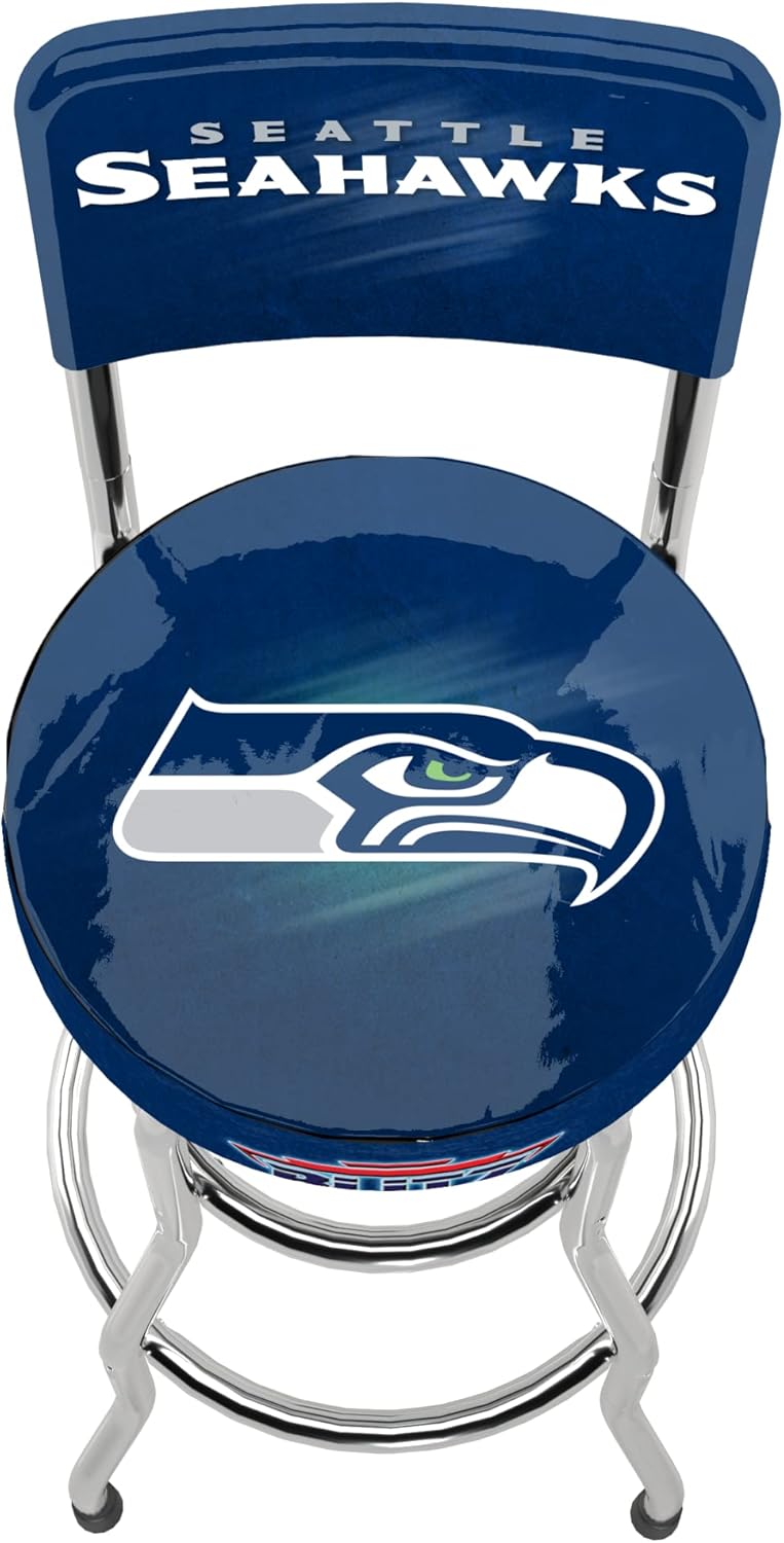 ARCADE1UP NFL Blitz High Back Stool with Adjustable Height and Swiveling Padded Seat (Seattle Seahawks)