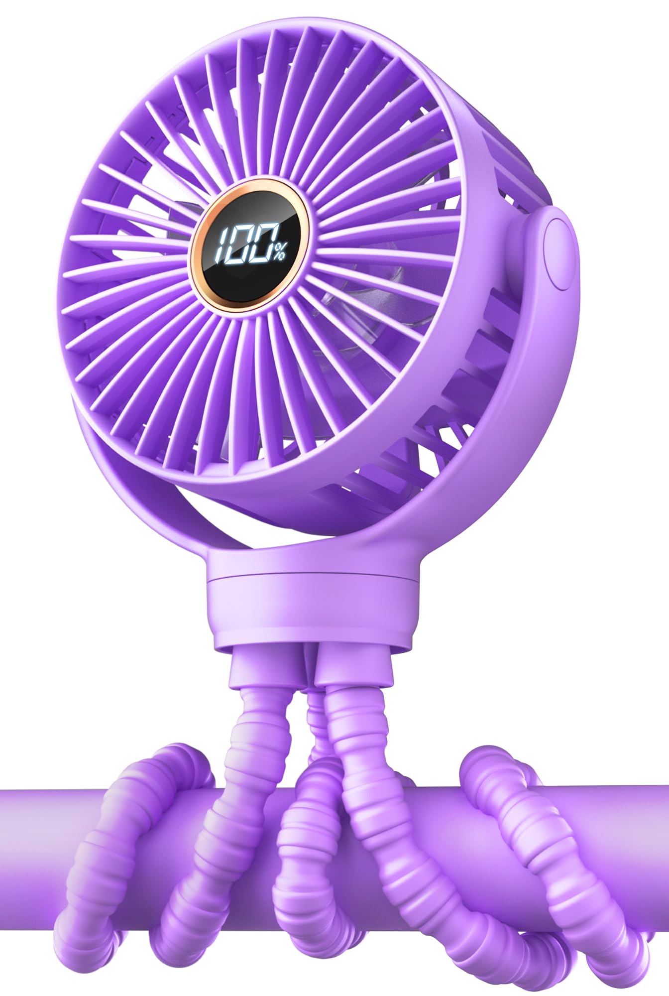 KIDEE Portable Pram Fan, Small Rechargeable Clip On Fan with Digital Display, 2000mAh, 3 Speeds 360° Rotate Mini Cooling Fan for Stroller, Buggy, Car Seat, Crib & Travel — view 11