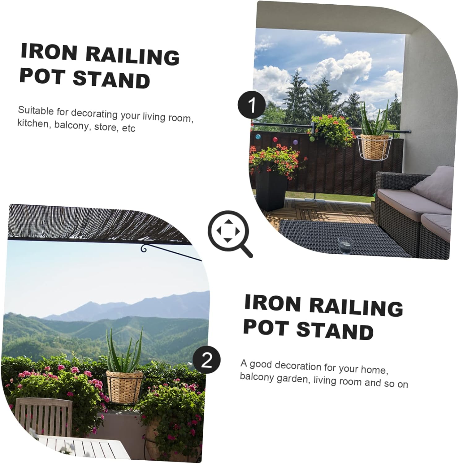 Abaodam 4pcs Hanging Plant Tray Plant Holders for Outside Iron Flowerpot Stand Balcony Flower Rack