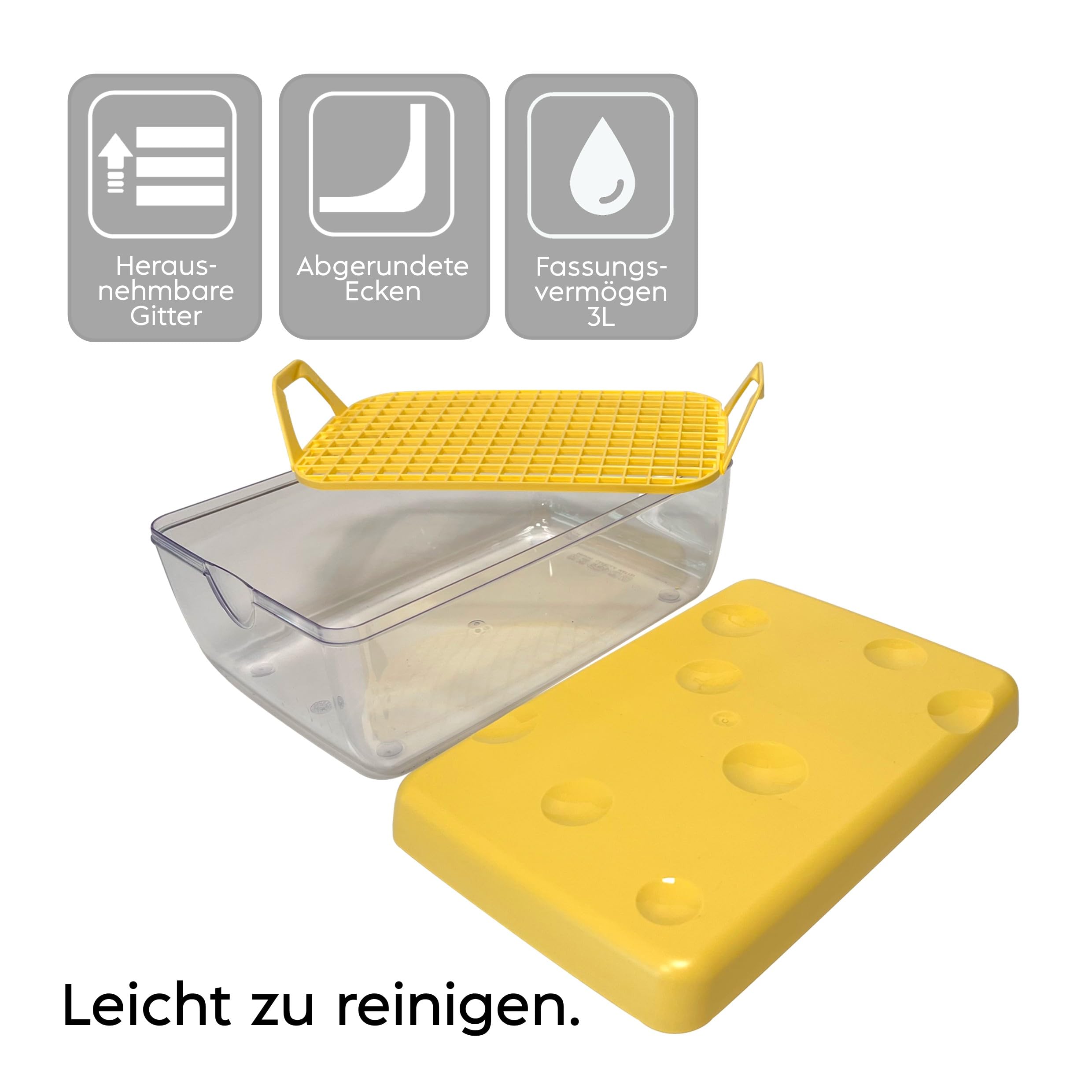 Snips Käsedose Kühlschrank 3 L, großer Käsebehälter mit Deckel und Frischegitter, Vorratsdose für Käse Aufbewahrung, transparente Käsebox, 26 x 17 x 10,5 cm, Made in Italy Baumarkt
