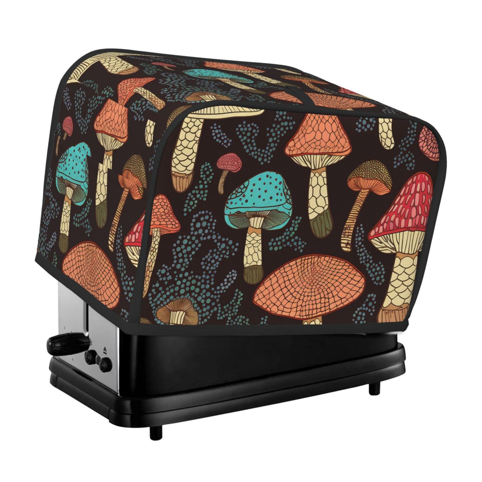 Fodpand Black Toaster Covers 2 Slice Mushroom Bread Machine Cover Quilted Toaster Dustproof Cover Washable Appliance Cover Bread Maker Protective For Kitchen Small Appliance