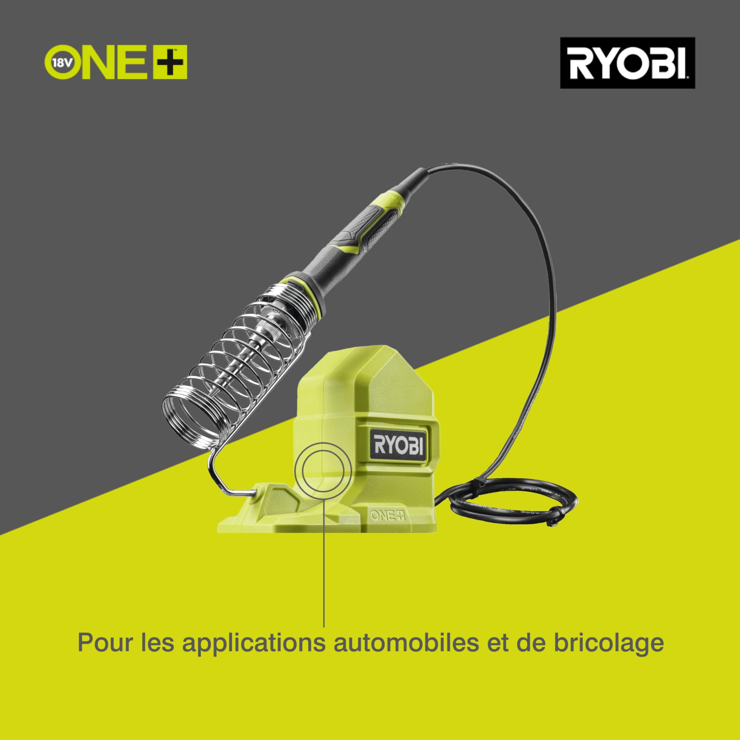 RYOBI - Fer à Souder Sans Fil 18V ONE+ RSI18-0 – Chauffe Rapide en 60s, Température Jusqu’à 480°C, Embout Remplaçable – Idéal Électronique, Réparations – Batterie Non Incluse