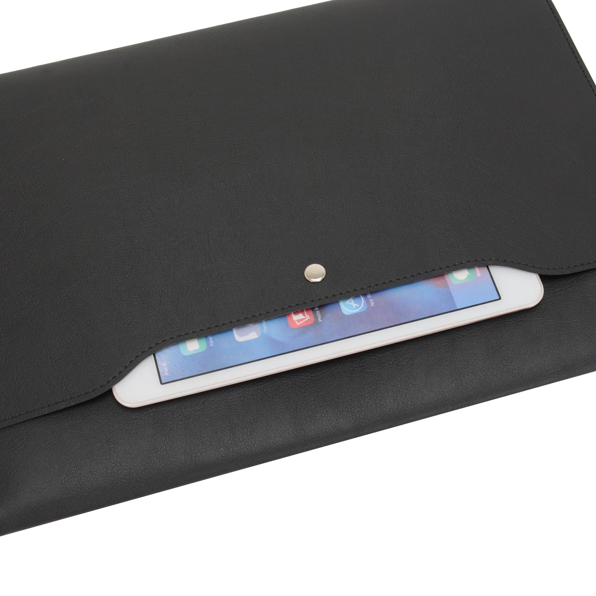 Wonderpool A4 Funda de PU Cuero Sobres Archivos con Bolsillos Internos Para Portadocumentos y Papelería Tableta PC Multifunción Organizador (Negro)