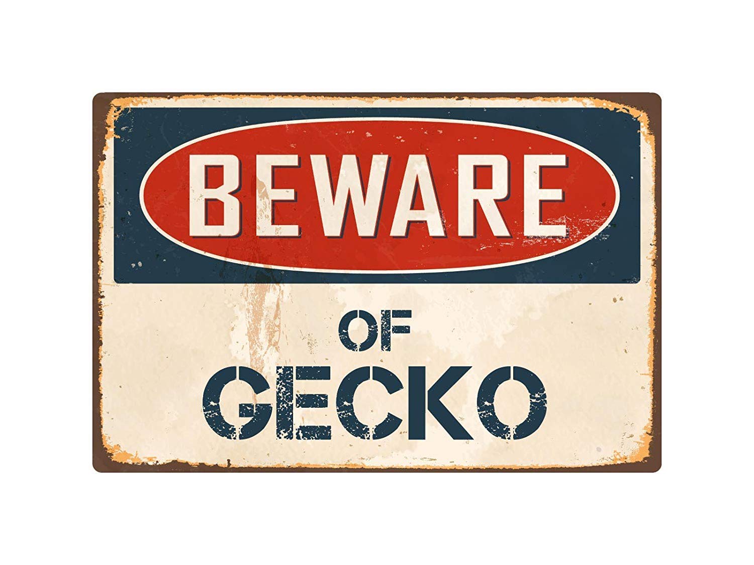 Beware Of Gecko Vintage Retro Postmetal Tin Sign 8X12 Inch