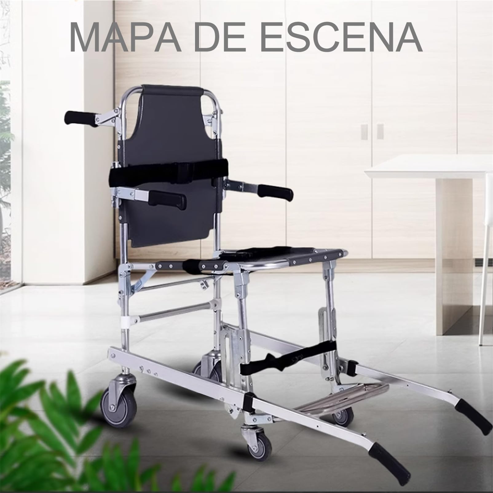 4 Ruedas EMS Silla de Escalera Silla para Escaleras Silla de Ambulancia de Emergencia Plegable Capacidad de Carga 159kg evacuación de Emergencia con Hebillas de Liberación Rápida