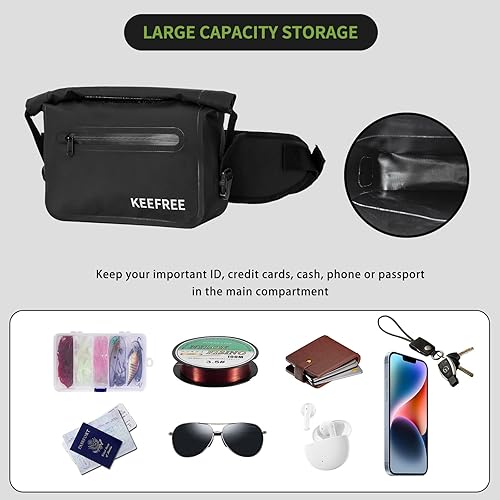 Miniatura 4 de Riñonera impermeable enrollable, cangurera de pesca con correa ajustable, bolsa de aparejos ligera multifuncional para deportes al aire libre,