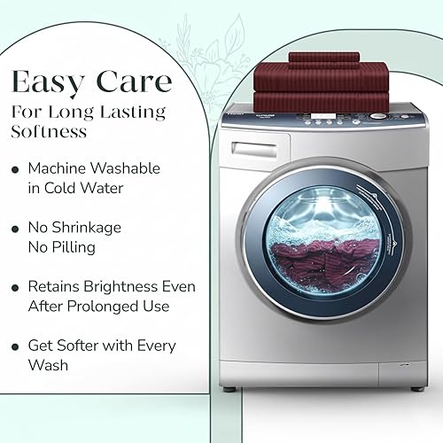 Miniatura 9 de Feather & Stitch - Juego de sábanas de damasco de 500 hilos, 4 piezas, 100% algodón suave, transpirables, bolsillos profundos de 18 pulgadas, tejido