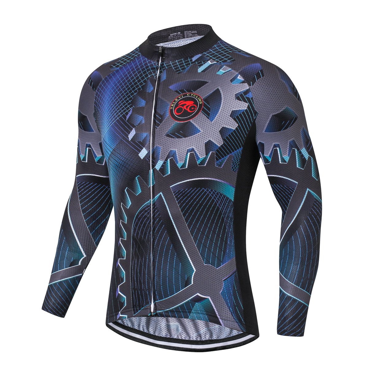 Camisetas de ciclismo para hombre, manga larga, bolsillo completo con cremallera, EE. UU