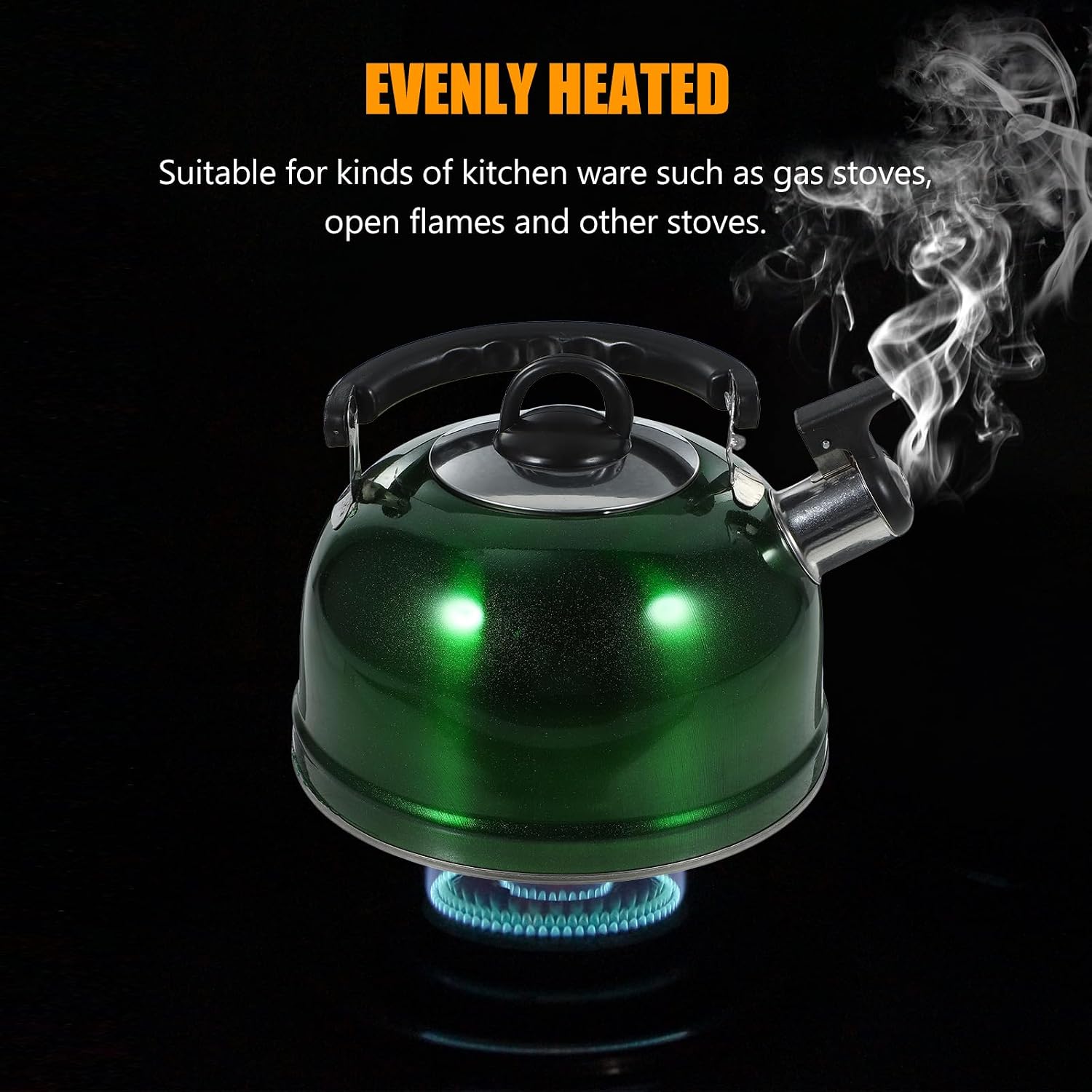 Amosfun Stovetop Whistling Kettle Teapots - 3L Stainless Steel Teakettle Fast Boiling Tea Pots Water Coffee Kettle with Ergonomic Handle Ideal for Home Kitchen Use