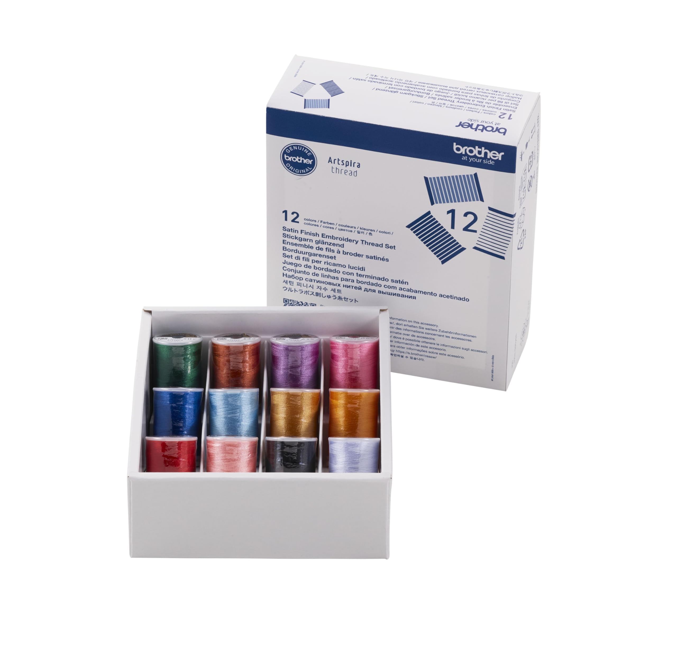 Brother Embroidery Thread - Ets12 - 12 Colors - 300 Meters - 100% Polyester