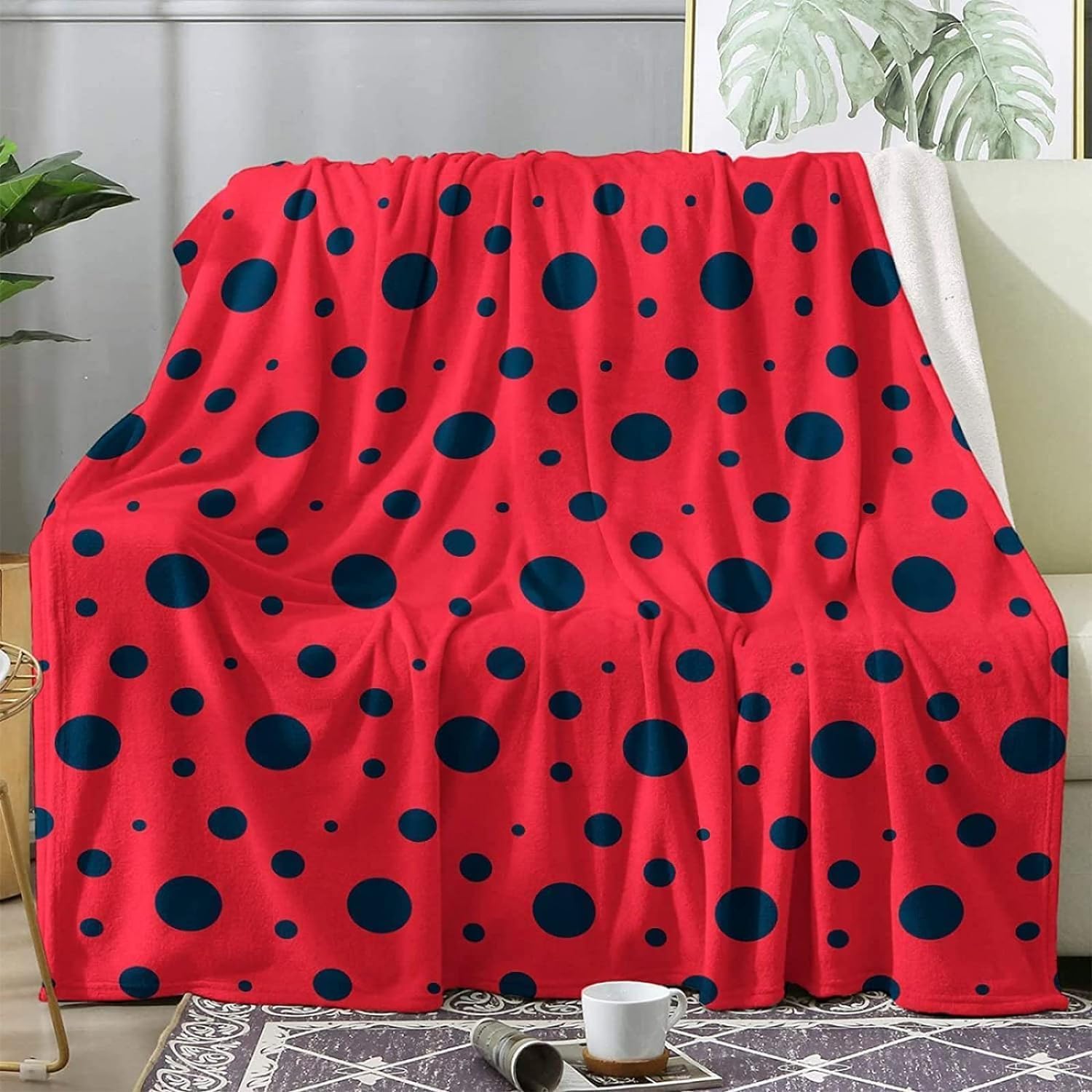 Couverture Polaire 130x170 en flanelle de microfibre douce rouge et noir