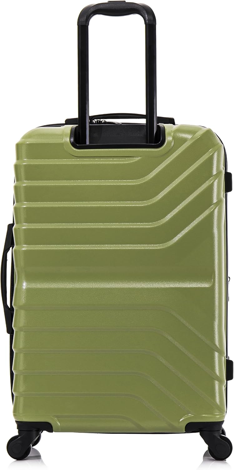 InUSA AURUM Hardside Luggage with Spinner Wheels | 24 in Durable Lightweight Medium Checked Suitcase for Travel | Zipper Clouser Suit Case with Gel Handles and Trolley | Green