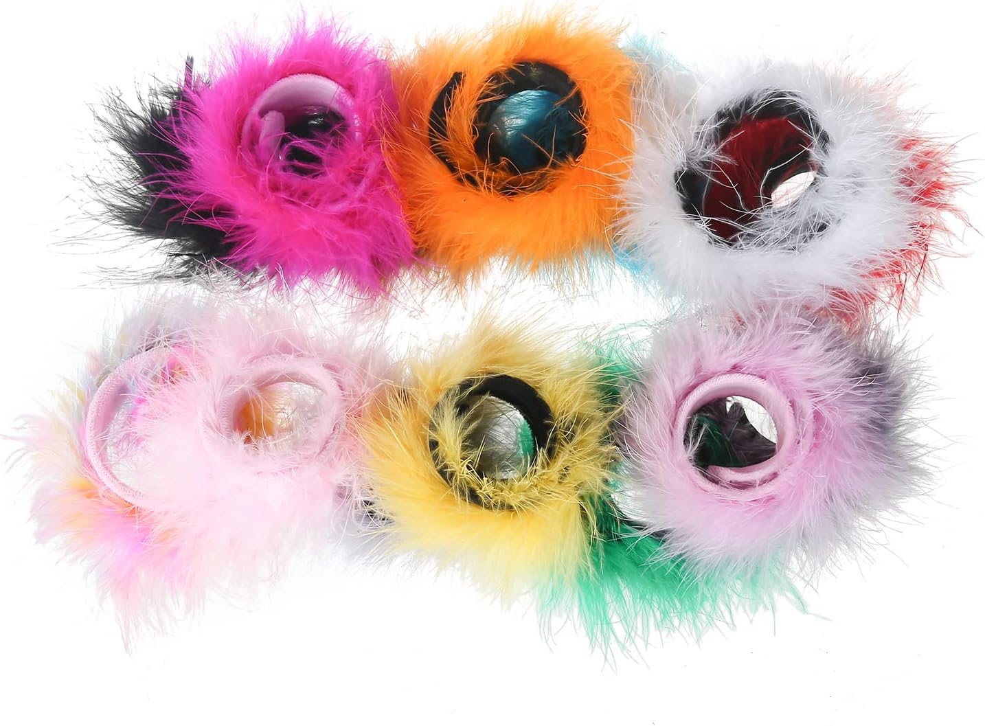 Caiyao 2Pcs Women Feather Wrist Cuffs Furry Slap Bracelets for Women Snap Cuff Bangle White Pink Black Feather Cuffs Slap Wristbands Party Decoration Accessory image 4