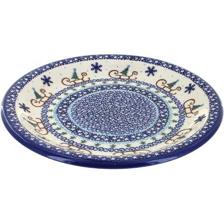 Polish Pottery Winter Celebration Pie Plate - Handmade Ceramic Serving Dish