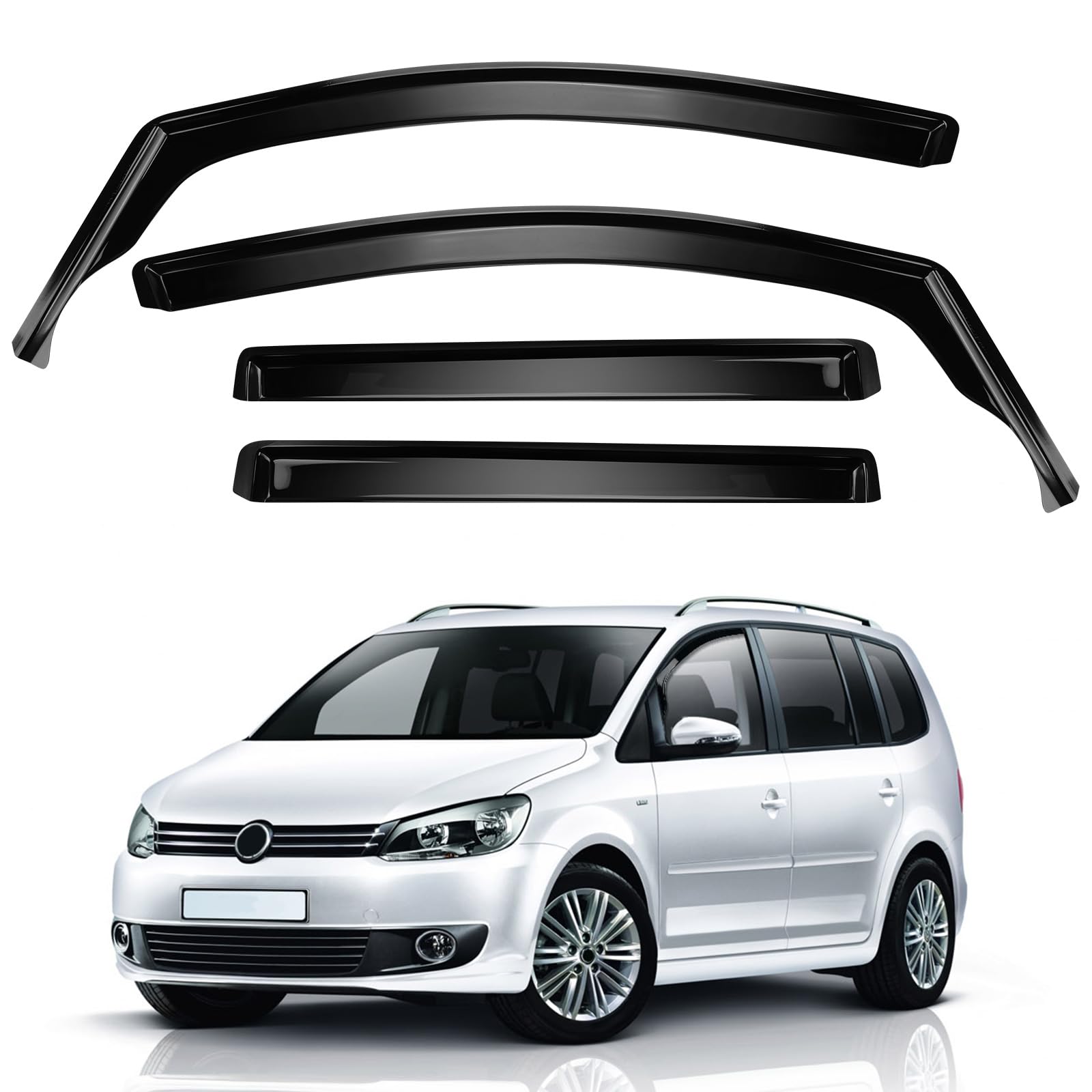 Deflettori D'aria Auto Compatibile con VW T-ouran 1T1, 1T2 2003-2010, VW T-ouran 1T3 2010-2015, 4 Pezzi Deflettori del Vento per Auto