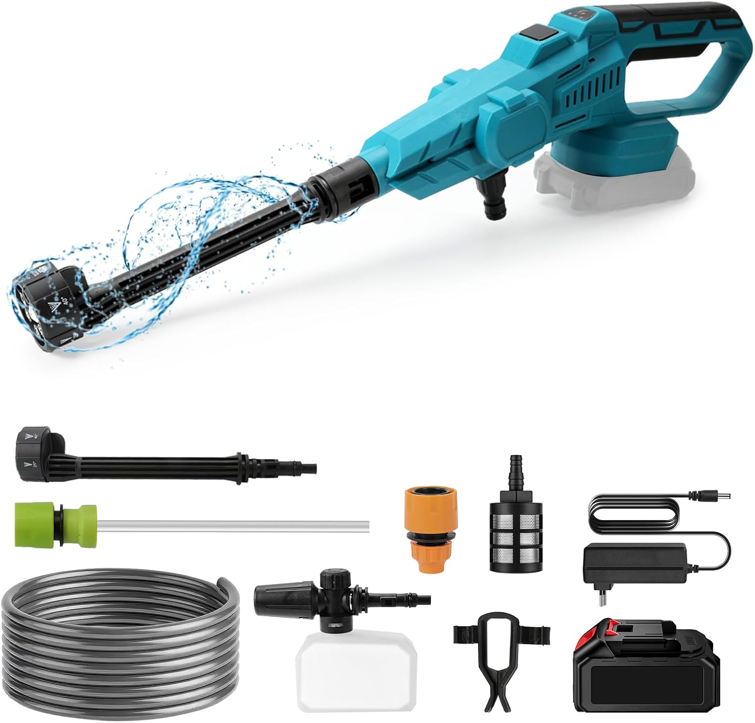 Accu hogedrukreiniger , 100 bar voor Makita 18 V accu , draagbare