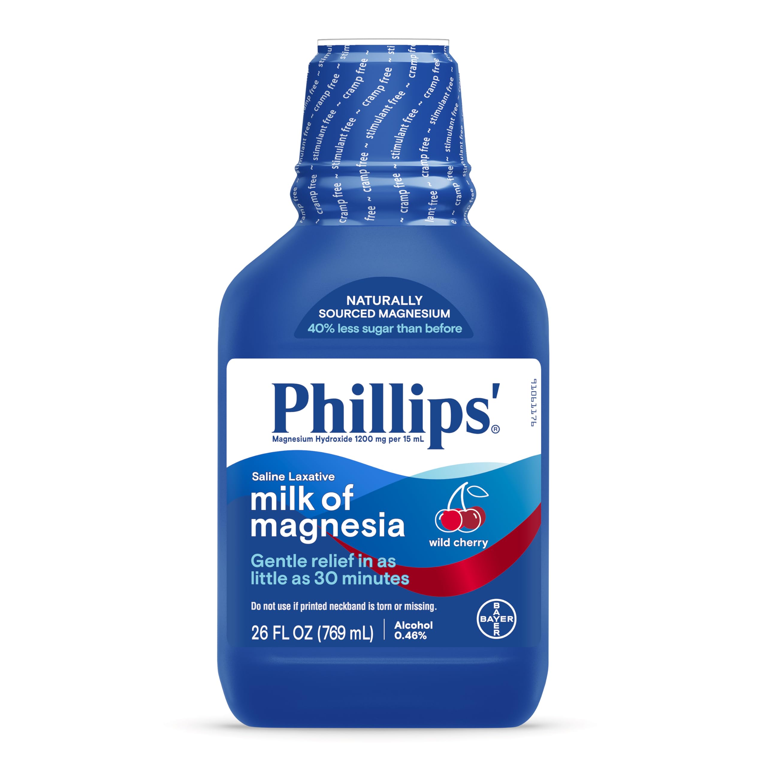 Phillips' Milk Of Magnesia Overnight Relief Of Occasional Constipation Cramp Free Gentle Relief Liquid Laxative Wild Cherry Flavor Bottle 26 Ounce N/a