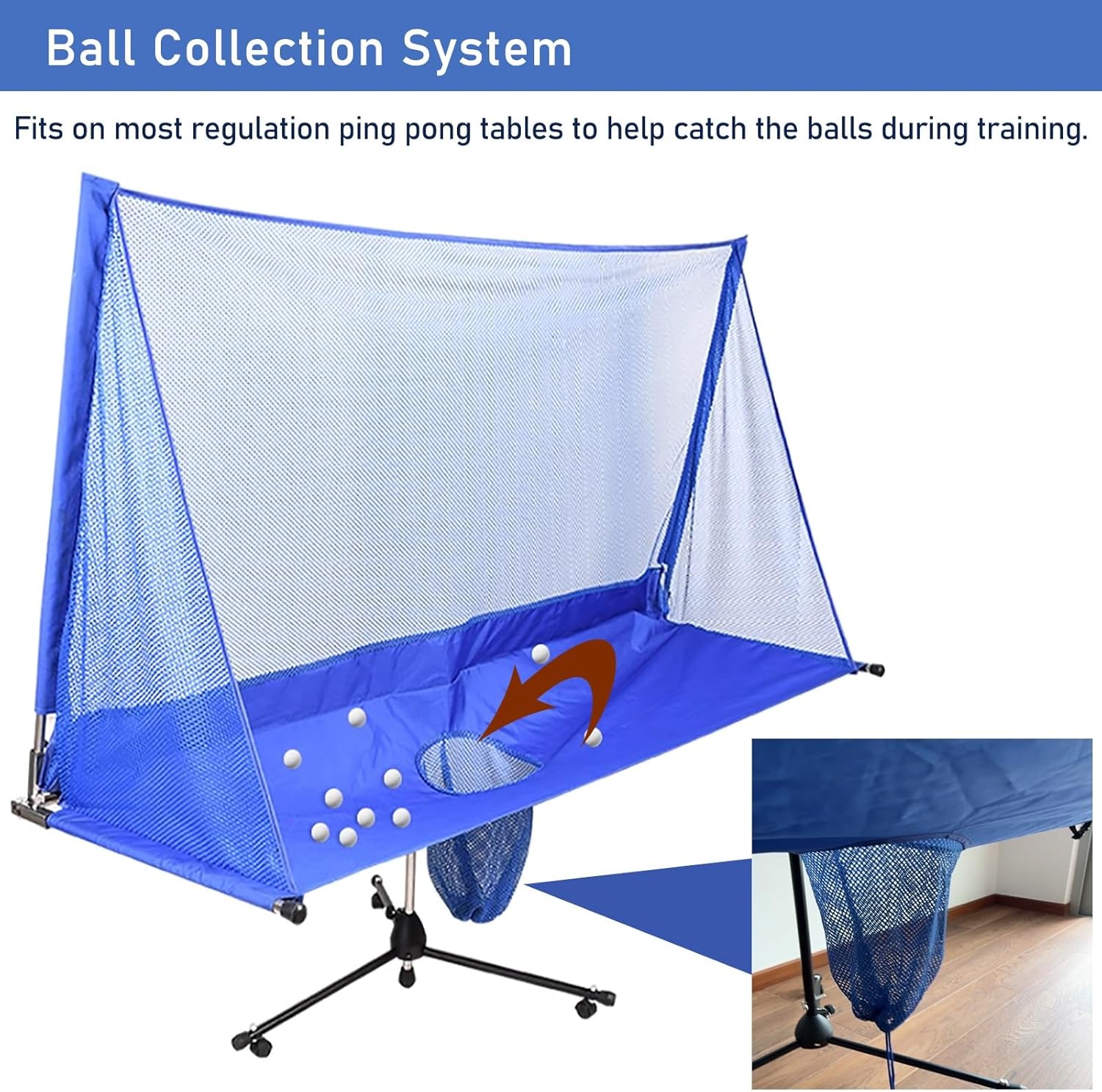 Table Tennis Ball Catch Net Portable Foldable Table Tennis Ball Catch Net, Movable Ping Pong Recycle Catcher Equipment for Family Leisure Entertainment and Competitions, Ping Pong Training/P