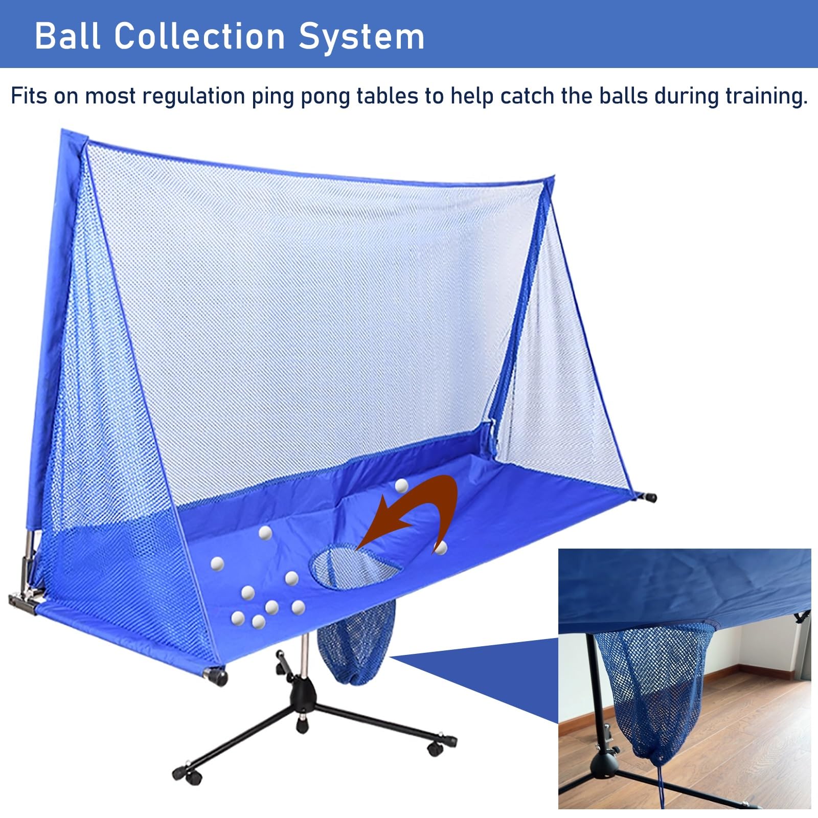 Raccoglitore portatile per palline da ping pong, rete pieghevole per allenamento e pratica, soluzione facile per riciclare le palline